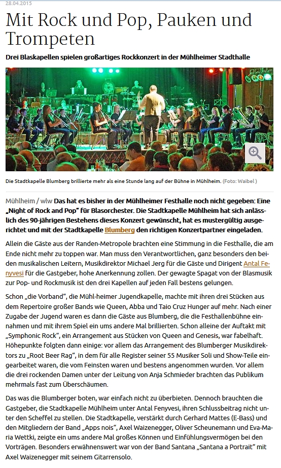 Pressebericht zum Konzert in Mühlheim